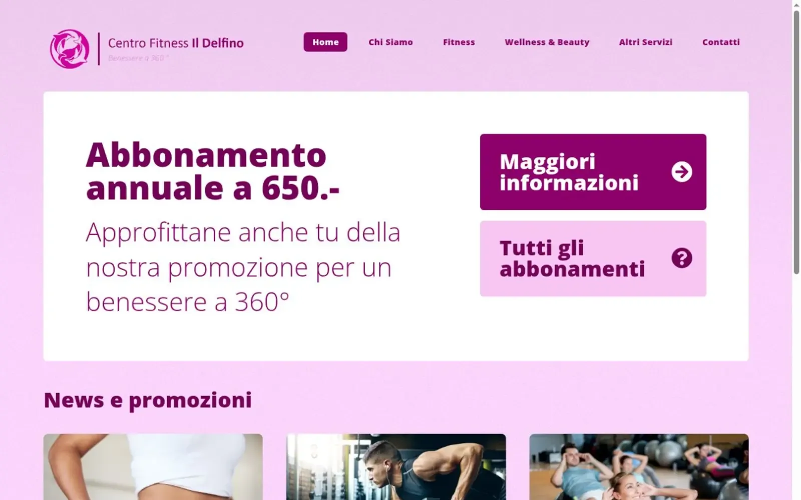 Pagina iniziale del sito ufficiale de Il Delfino, acquisita nell’agosto 2026.